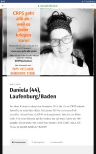 hier habe ich bei der Inititative vom CRPS Netzwerk mitgemacht : CRPS geht jeden was an- weil es jeder kriegen kann