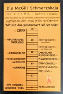 auf dieser Skala kann man sehen, wie sich die Schmerzen bei einem CRPS Betroffenen anfühlen
