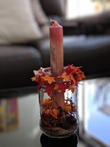 Herbstdeko mit Kerze, Aug,19